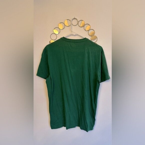 A/X Armani Exchange Mens Basic Short Sleeve Shirt Size Large VNeck Green Buttons - Picture 4 of 5